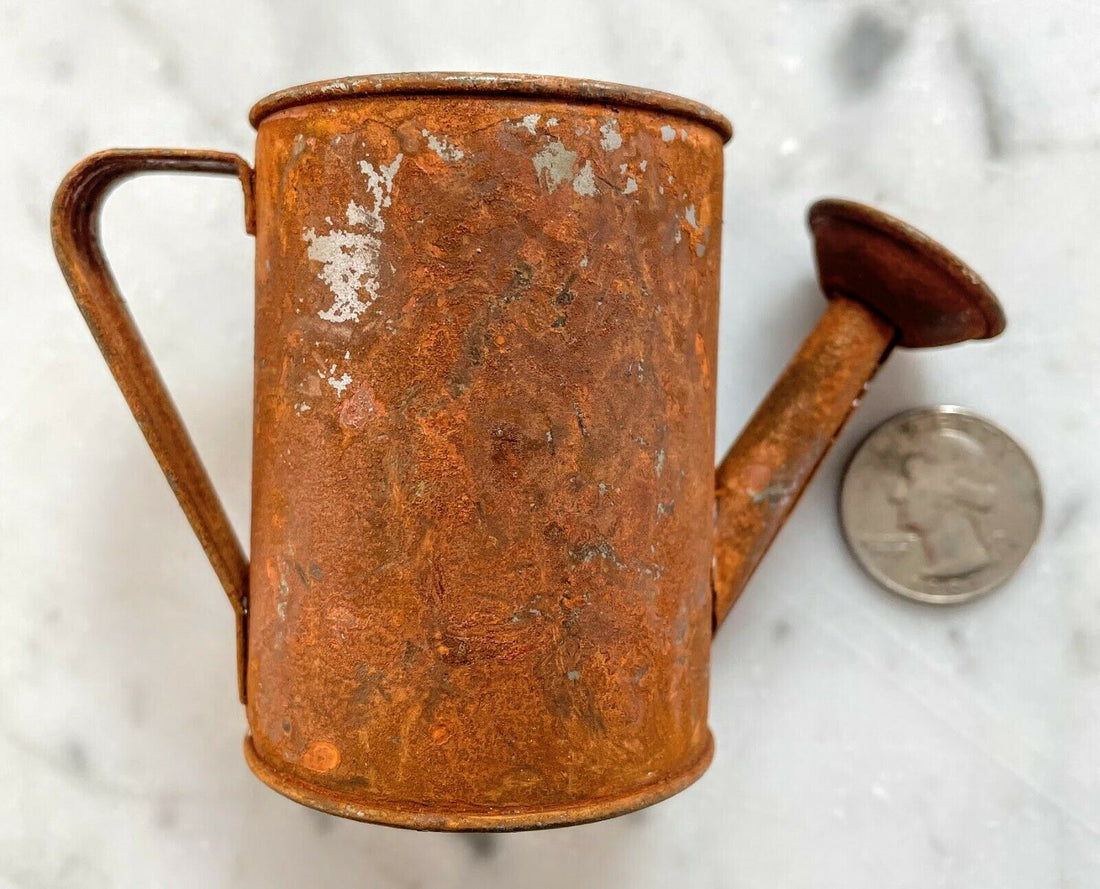 Primitive Farmhouse 2.5&quot; Rusty Tin Watering Can Miniature Ornament/Crafts - The Primitive Pineapple Collection