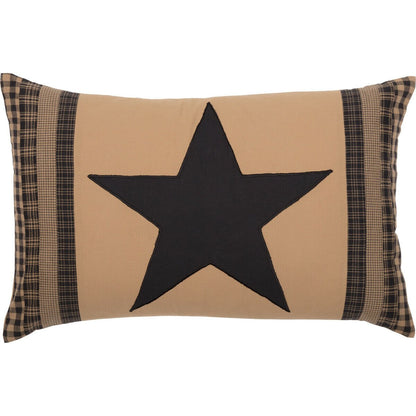 Primitive Farmhouse Black Check Star Patch Pillow 14x22 - The Primitive Pineapple Collection