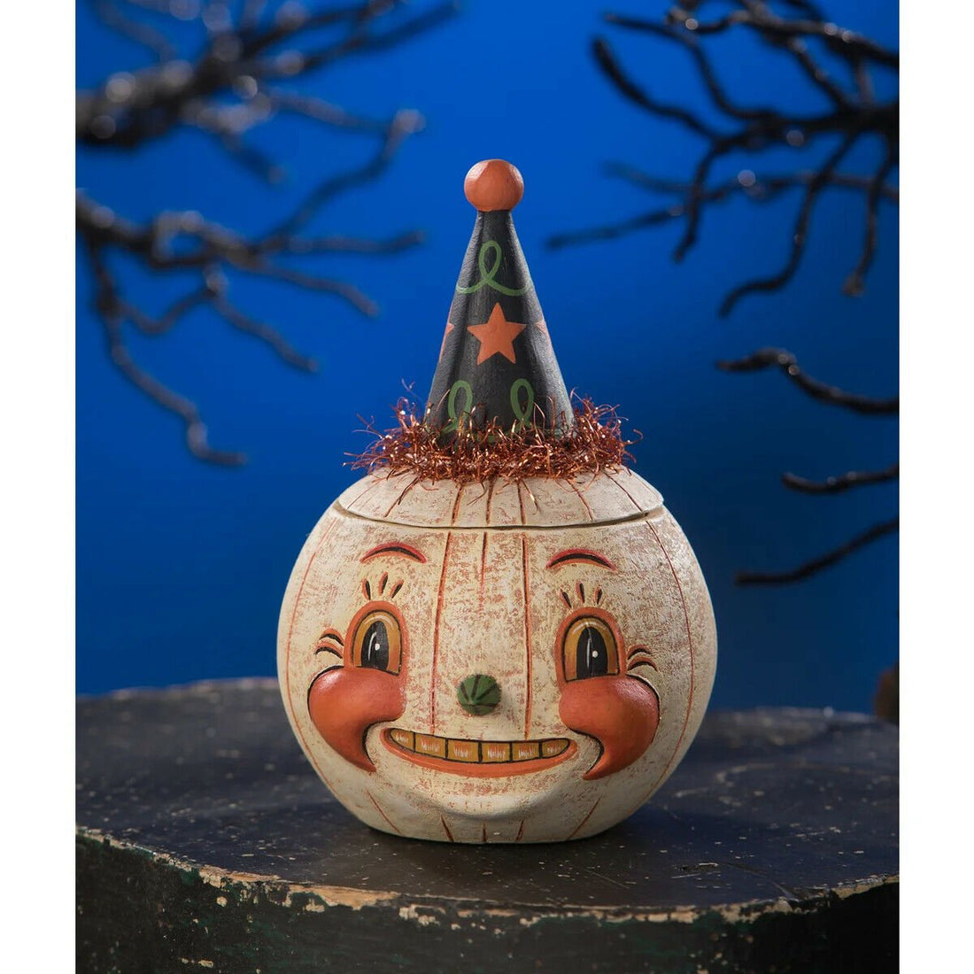 Bethany Lowe Jackie White-O-Ween Pumpkin Halloween Johanna Parker JP9240 - The Primitive Pineapple Collection