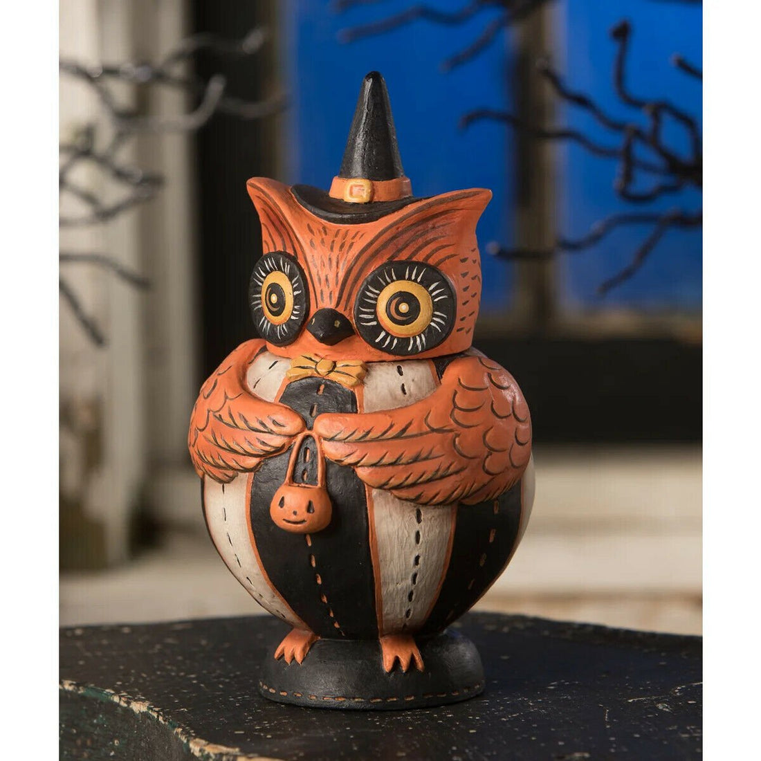 Bethany Lowe Halloween Owlster Hoots Spooks Jar JP9238 Johanna Parker - The Primitive Pineapple Collection