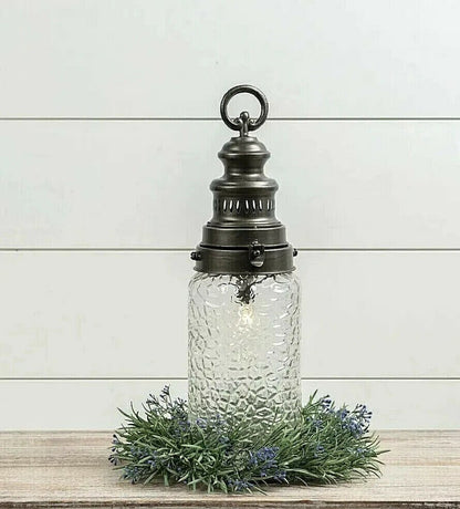 Primitive Farmhouse Battery LED Leo Lantern Rustic Vintage Colonial Look 17.5&quot; Timer - The Primitive Pineapple Collection
