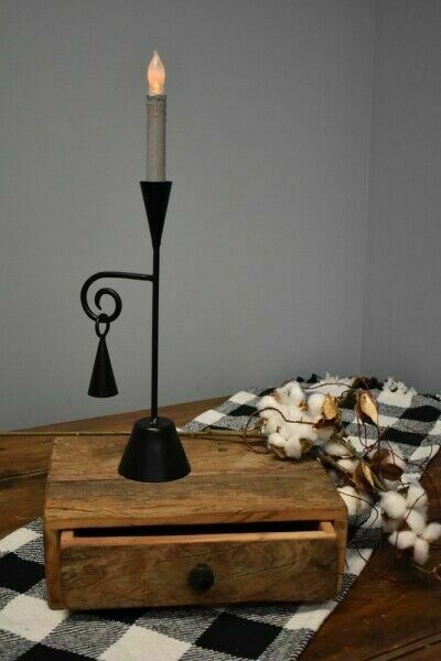 Primitive Early American Colonial Black Metal ADAMS CANDLESTICK and SNUFFER - The Primitive Pineapple Collection