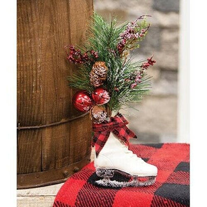 Primitive Farmhouse Christmas Ice Skate Winter Floral Greens Bell11&quot; - The Primitive Pineapple Collection