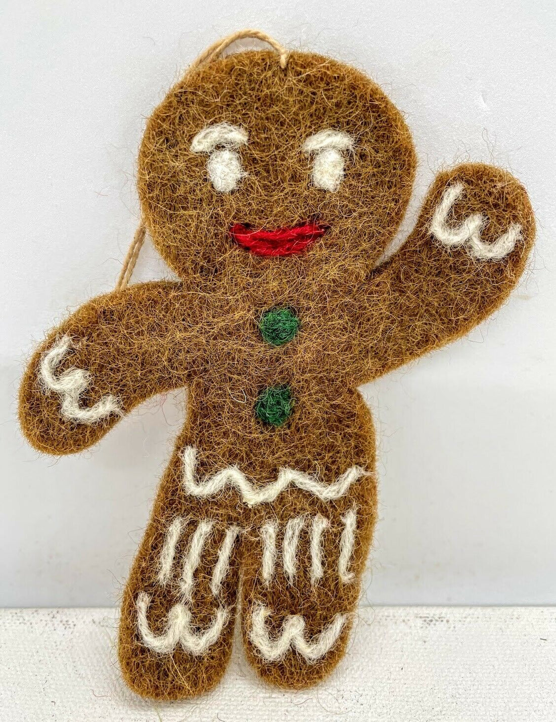 Primitive Folk Art Handmade Felted Wool Christmas Gingerbread Boy Ornaments - The Primitive Pineapple Collection