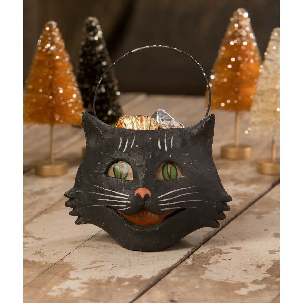 Bethany Lowe Halloween Happy Cat Retro Bucket TJ0200 - The Primitive Pineapple Collection