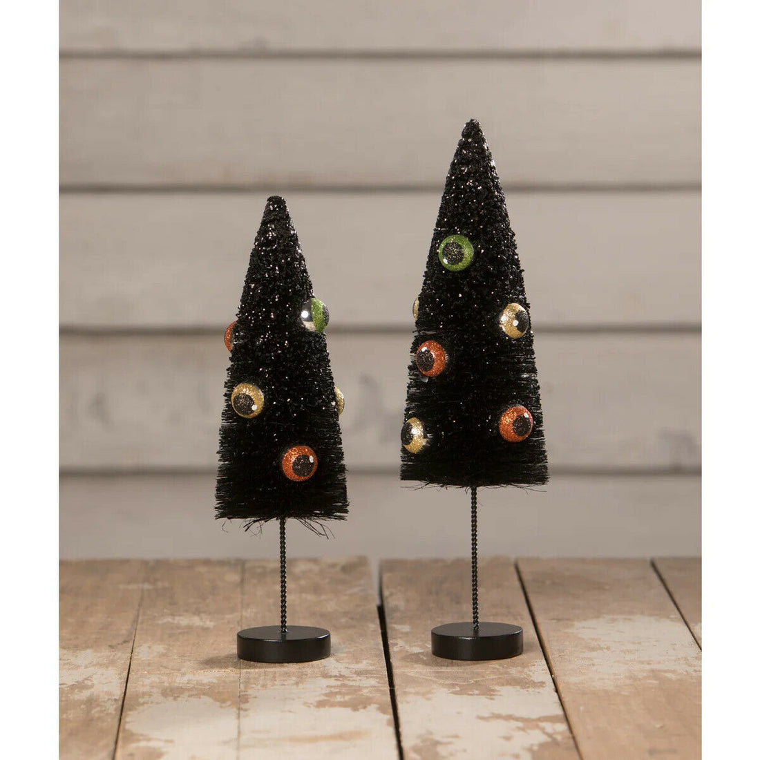 Bethany Lowe Halloween Eerie Eyeball Bottle Brush Trees 2pc set LC0724