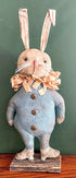 Primitive/Country Folk Art Handmade Pastel Blue Bunny on Stand 18" Spring/Easter - The Primitive Pineapple Collection