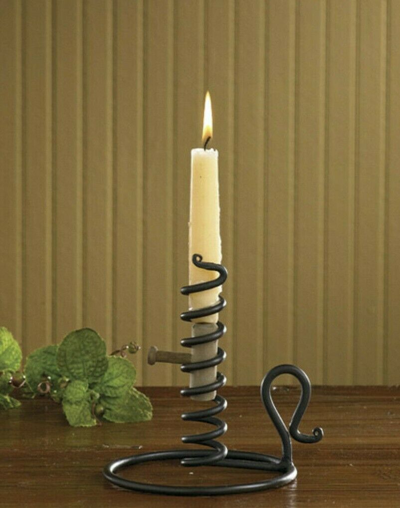 Primitive Country Black Courting Candle Stand for Taper Candle 6.5&quot; - The Primitive Pineapple Collection