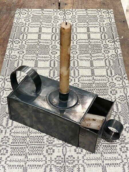 Primitive Colonial Vintage Reproduction Candlestick Taper Holder w/ Match Drawer - The Primitive Pineapple Collection