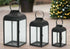 Primitive Farmhouse 3 pc Rustic Black Lanterns (Set of 3) 10"-16"H Metal/Glass - The Primitive Pineapple Collection