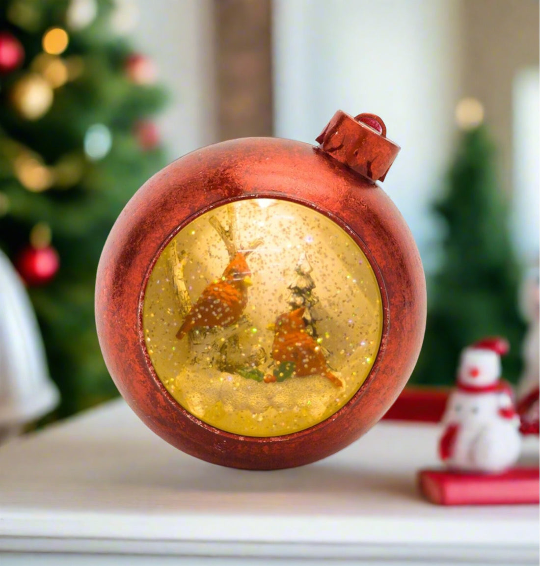 Holiday Christmas Musical Lighted Cardinal Snow Globe w/ 6 hr Timer - The Primitive Pineapple Collection