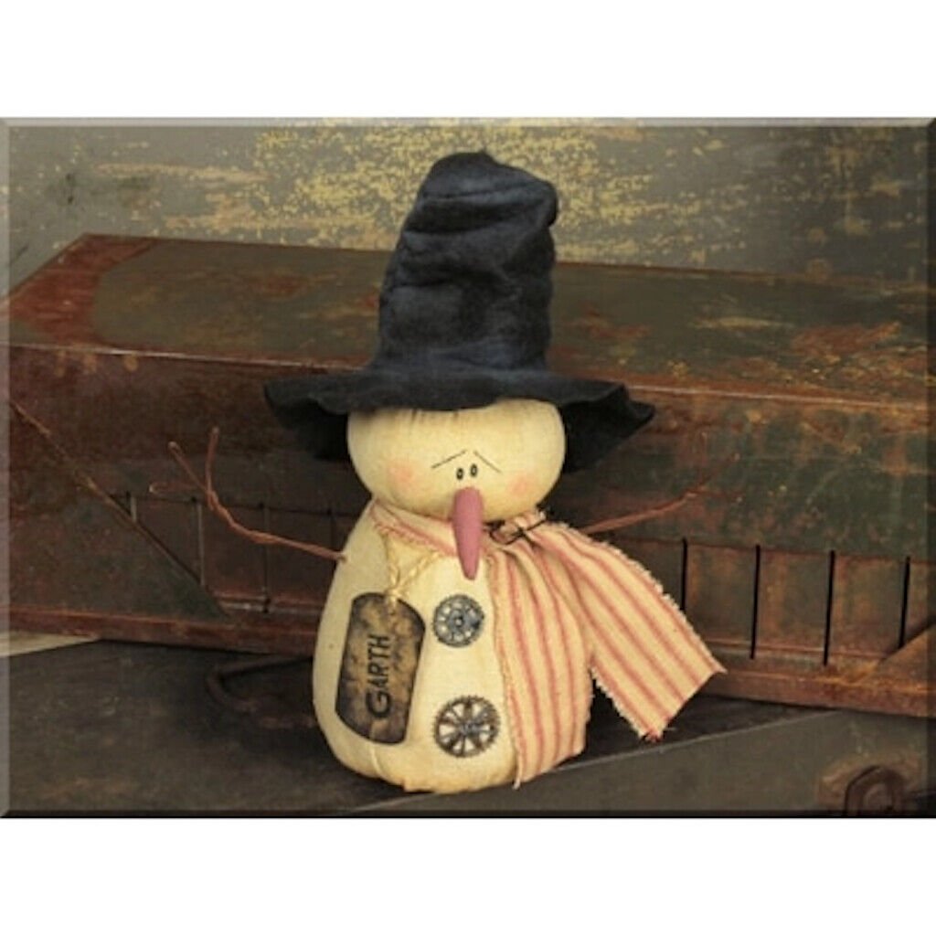Christmas Folk Art Honey and Me Garth H Gear Snowman 8&quot; - The Primitive Pineapple Collection
