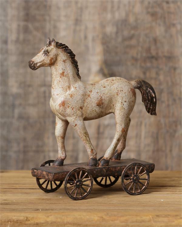 Country Primitive Antique Style Horse on Wheels figure - The Primitive Pineapple Collection