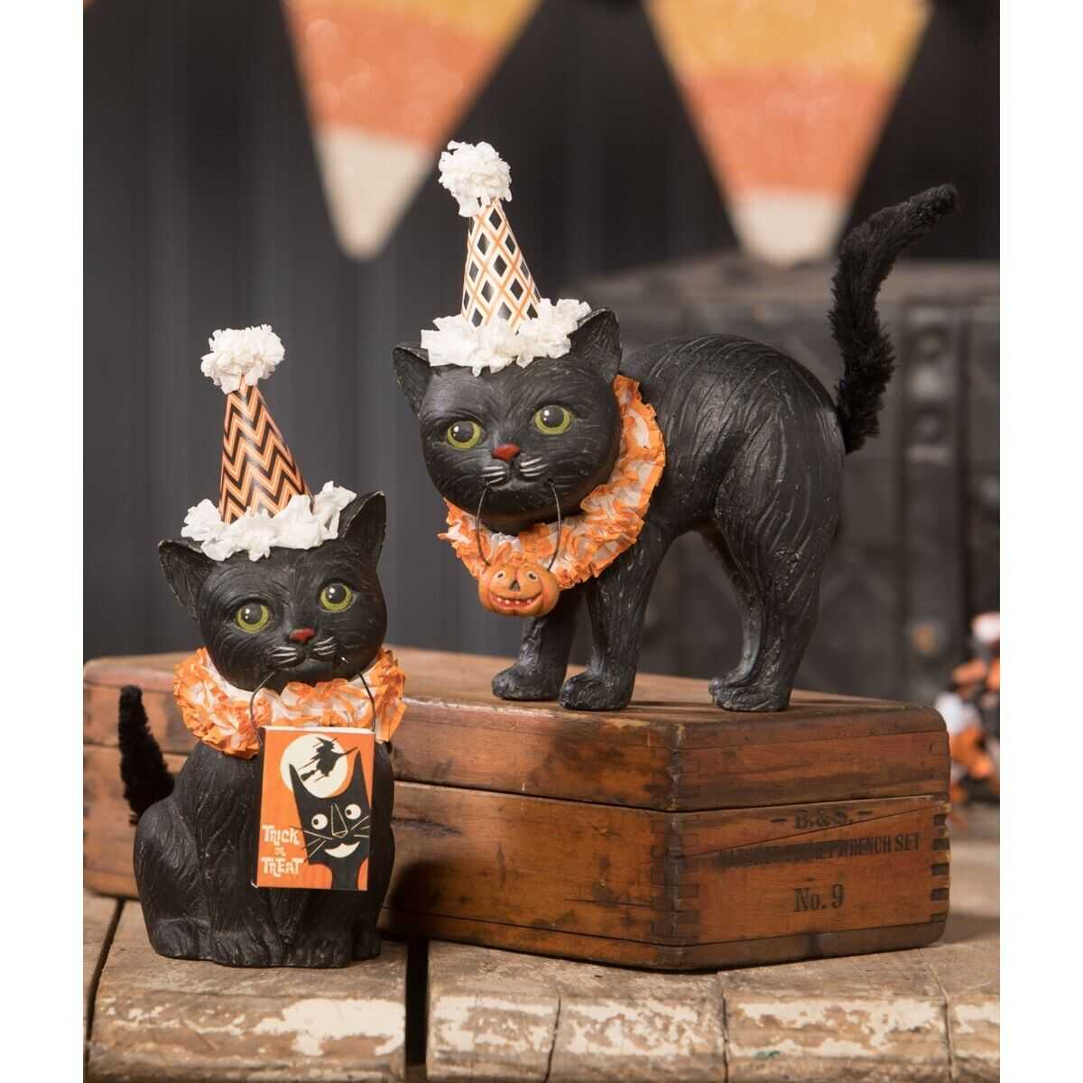 Bethany Lowe Black Cat Soiree TJ9517 2 pc - The Primitive Pineapple Collection