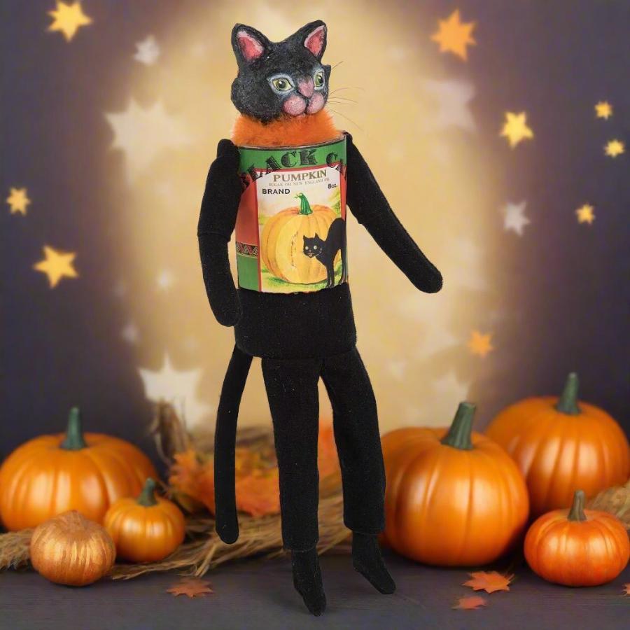 Halloween Gathered Traditions Calix Black Cat Canned Pumpkin Vintage Ad - The Primitive Pineapple Collection