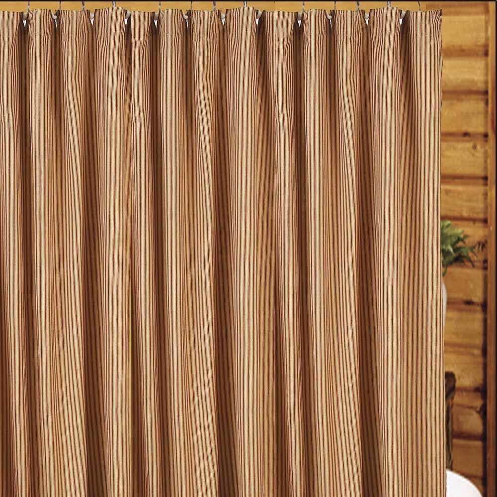 Primitive Farmhouse York Ticking Shower Curtain Barn Red 72" - The Primitive Pineapple Collection