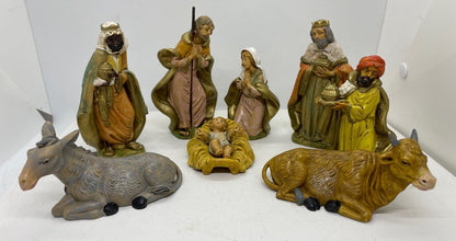 Christmas Folk art Collectable Euromarchi 9 pc set Nativity Set MI Italy - The Primitive Pineapple Collection