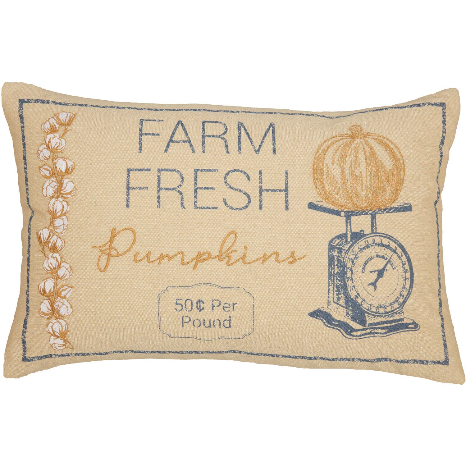 Primitive Farmhouse Fall Ashmont Pumpkin Scale Pillow 14X22 - The Primitive Pineapple Collection
