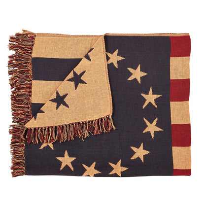 Primitive Farmhouse Patriotic Old Glory Flag Woven Throw 50&quot; x 60&quot; - The Primitive Pineapple Collection