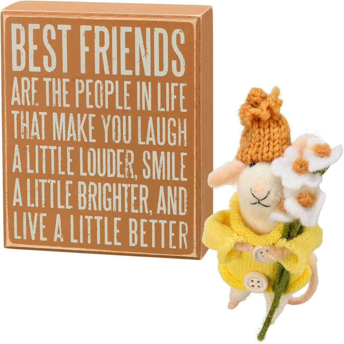 Primitive Farmhouse Box Sign Felt Mouse Best Friends Set Retired - The Primitive Pineapple Collection