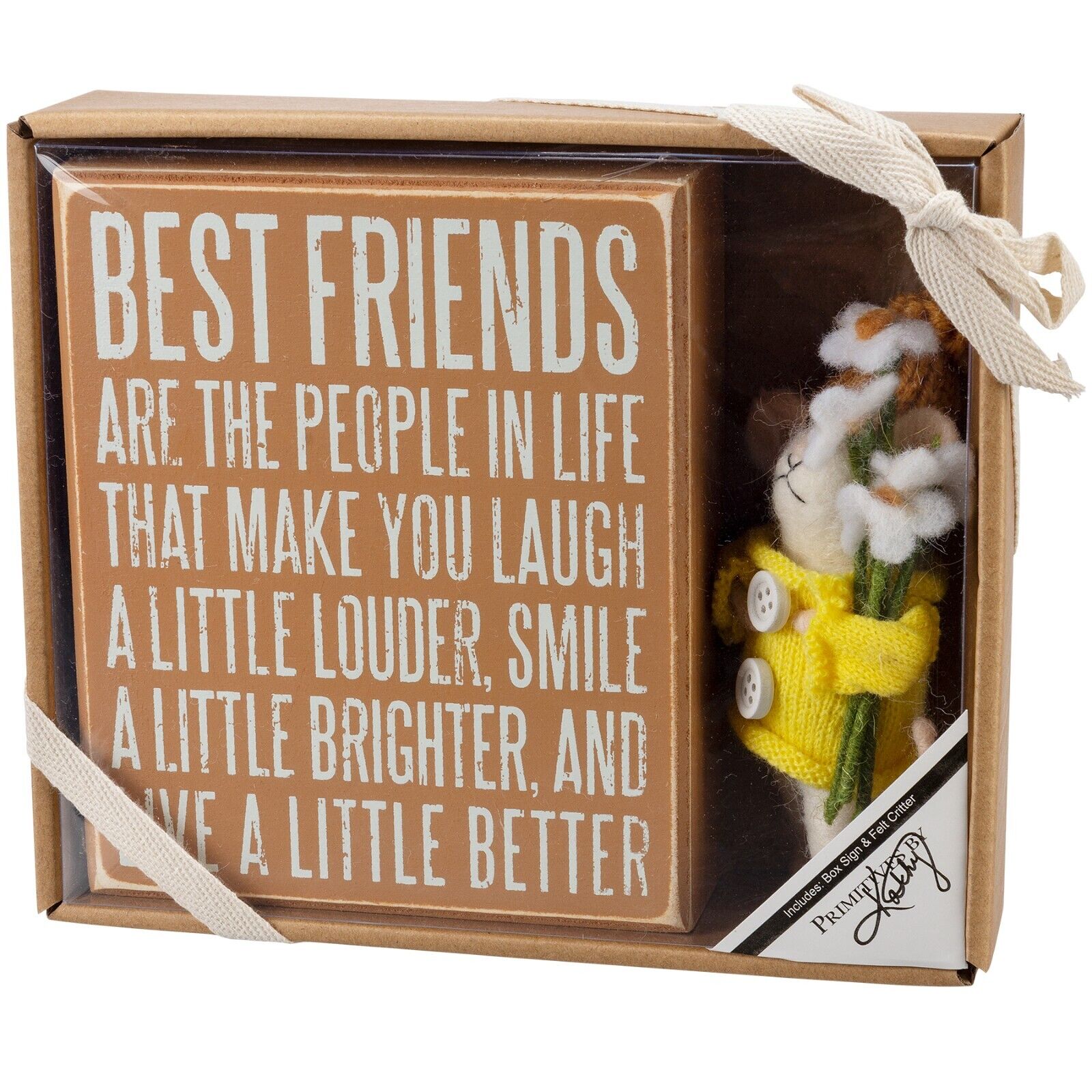 Primitive Farmhouse Box Sign Felt Mouse Best Friends Set Retired - The Primitive Pineapple Collection