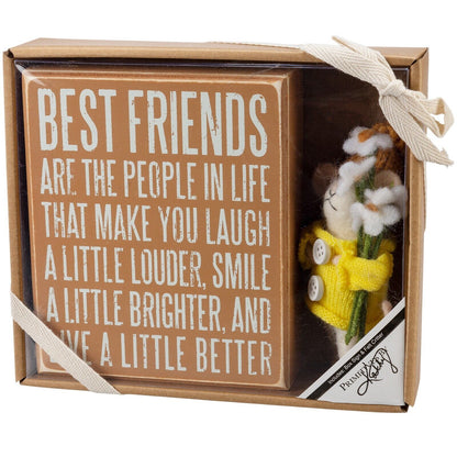 Primitive Farmhouse Box Sign Felt Mouse Best Friends Set Retired - The Primitive Pineapple Collection