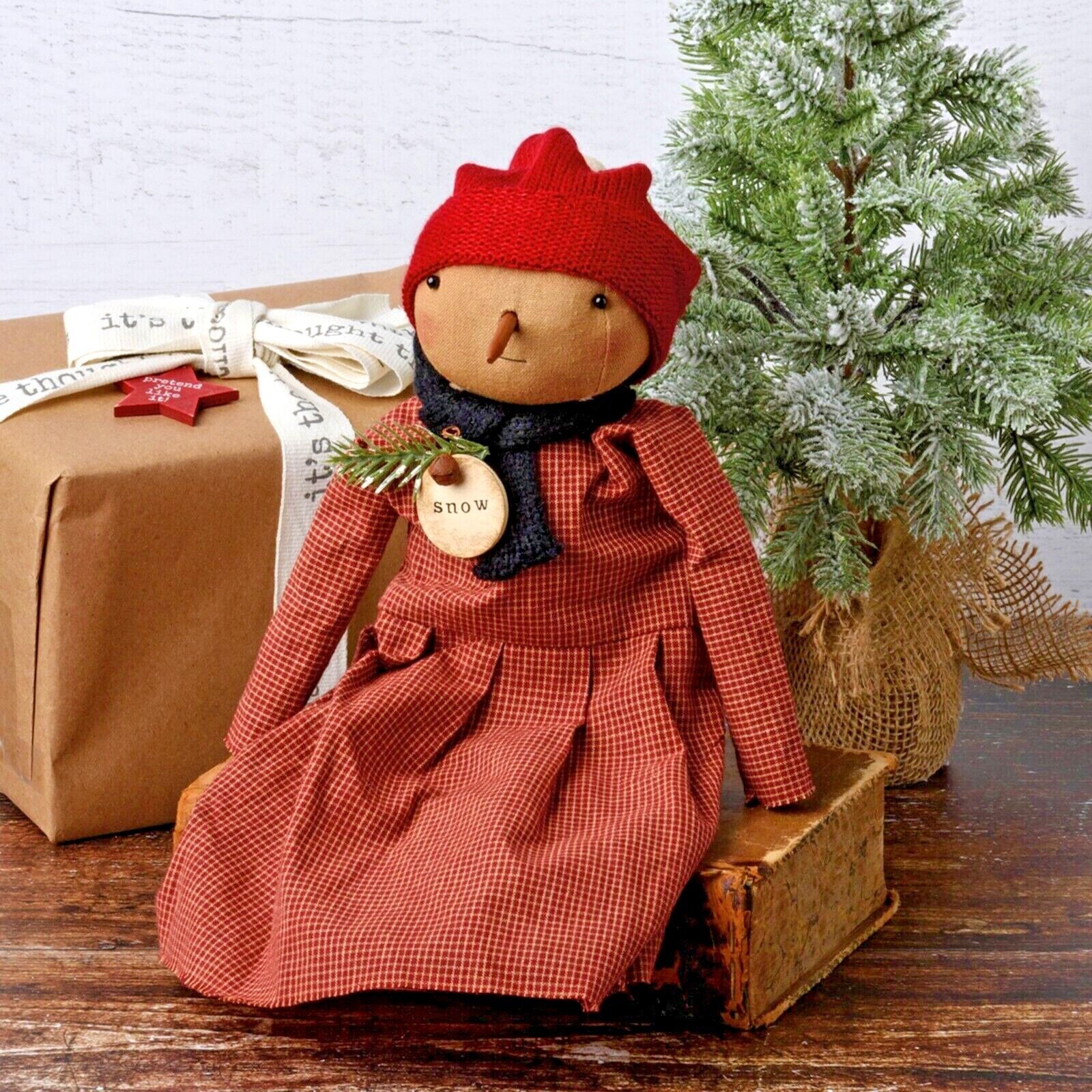 Primitive Country Christma Sierra Snow Girl Doll - The Primitive Pineapple Collection