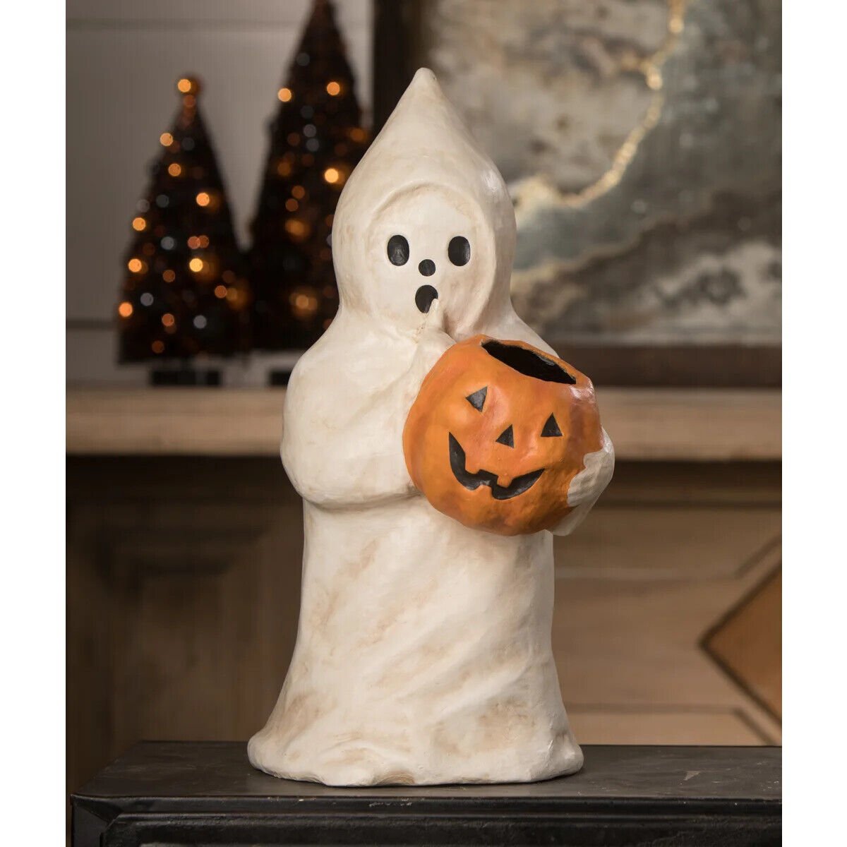 Bethany Lowe Halloween Secrets Ghost w/ Jack O Lantern TJ1334 - The Primitive Pineapple Collection