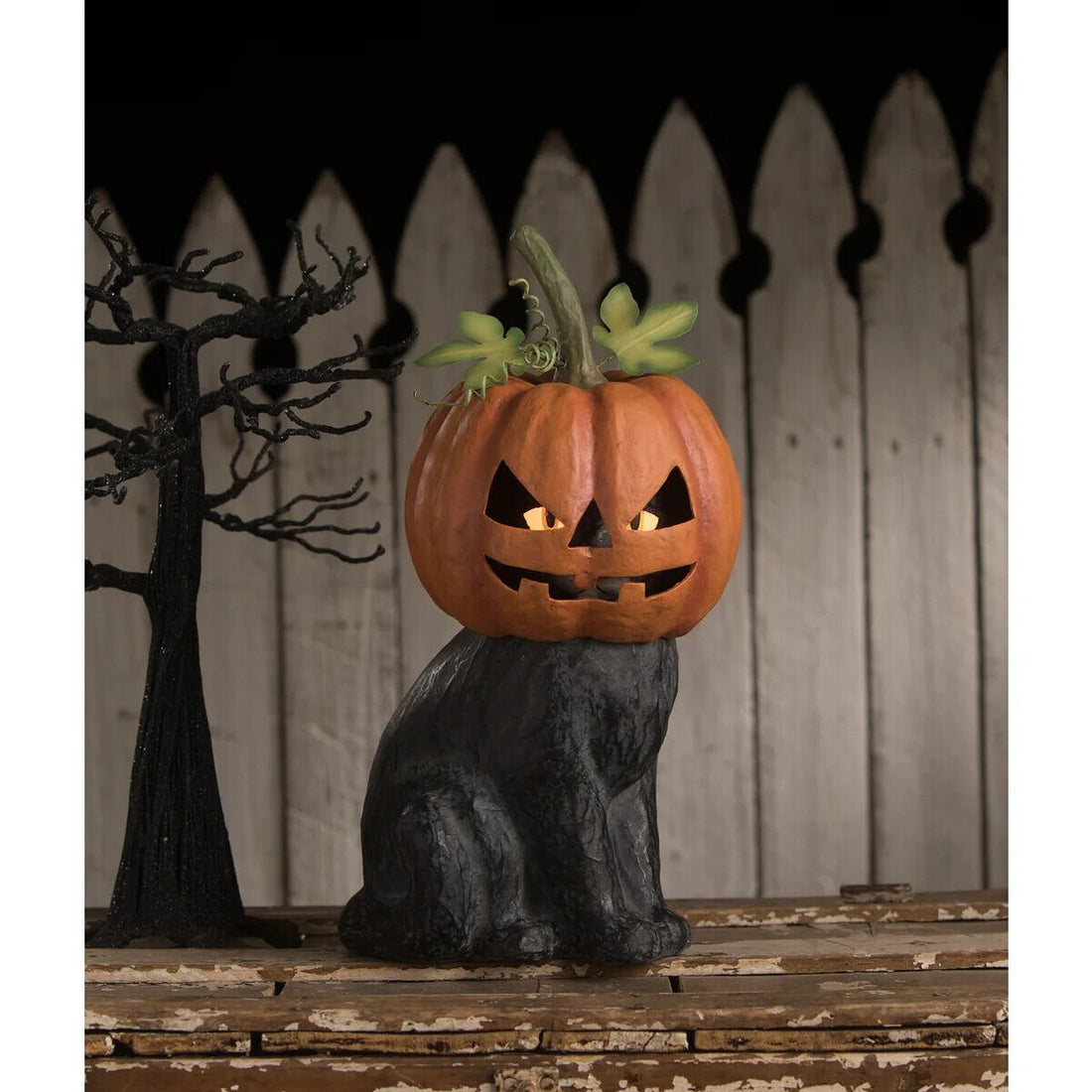 Bethany Lowe Halloween Black Cat Jack O Lantern Luminary TJ1327 - The Primitive Pineapple Collection