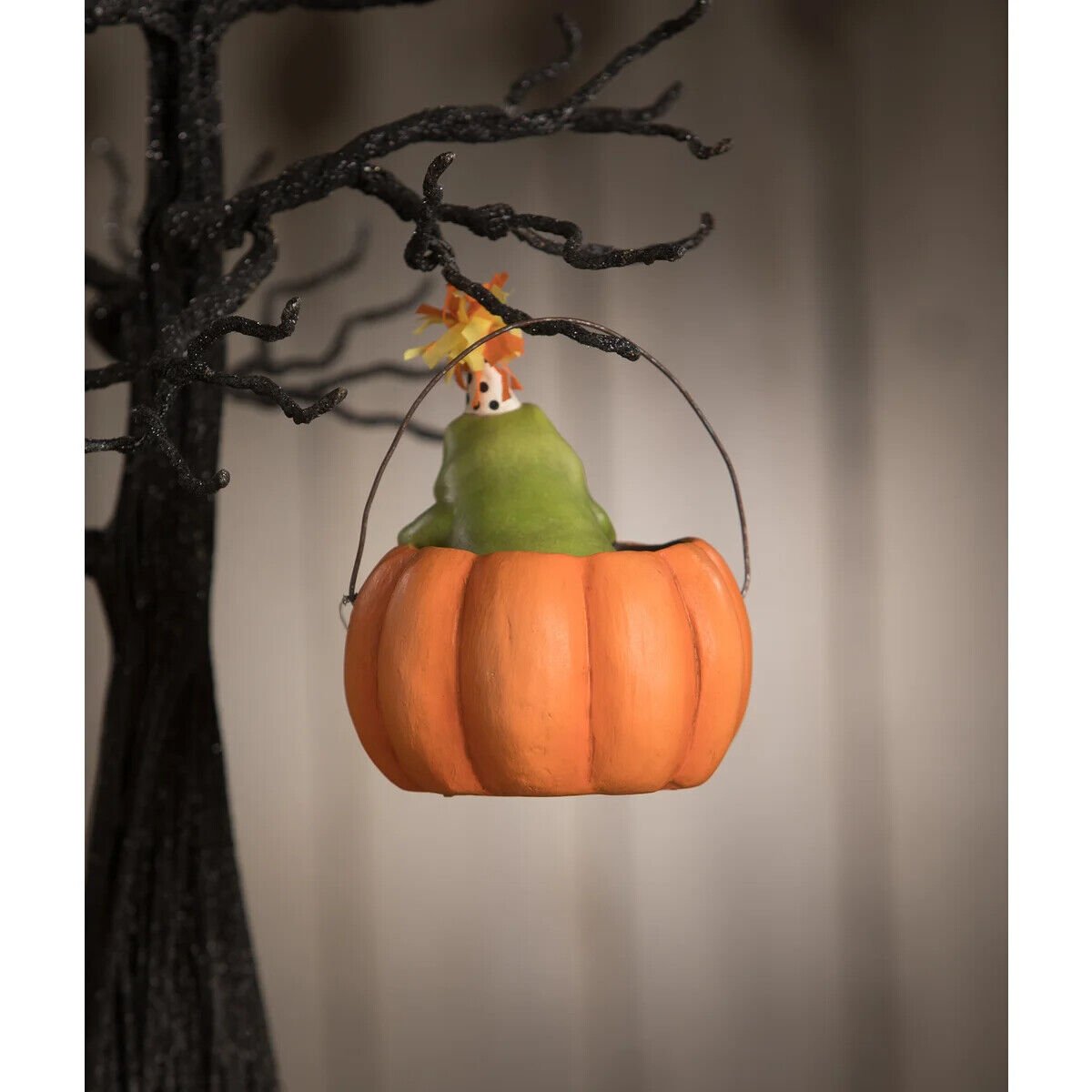 Bethany Lowe Halloween Party Frog in Pumpkin Ornament 2 pc TD1190 - The Primitive Pineapple Collection