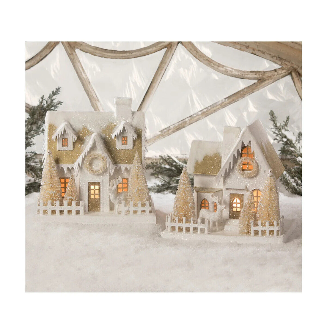 Bethany Lowe Christmas Peaceful Putz House 2pc Set LC9596S