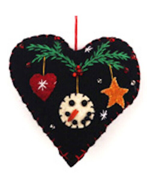 Primitive Handcrafted Christmas Applique w/ Beading Ornaments Cardinal Snowman - The Primitive Pineapple Collection