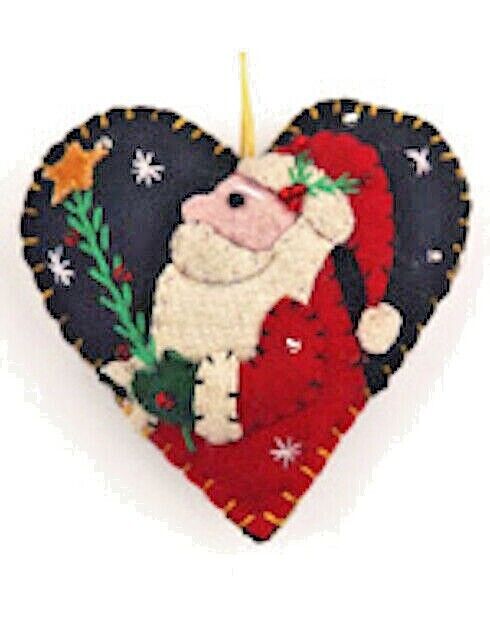 Primitive Handcrafted Christmas Applique w/ Beading Mitten/Heart Ornaments - The Primitive Pineapple Collection