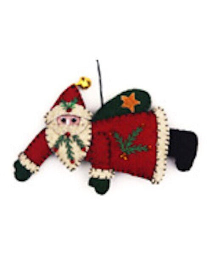Primitive Handcrafted Christmas Applique w/ Beading Ornaments Santa Candy Cane - The Primitive Pineapple Collection