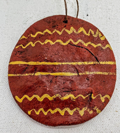 Primitive Christmas Handmade Dough 2.5&quot; Redware Style Painted Ornaments. - The Primitive Pineapple Collection