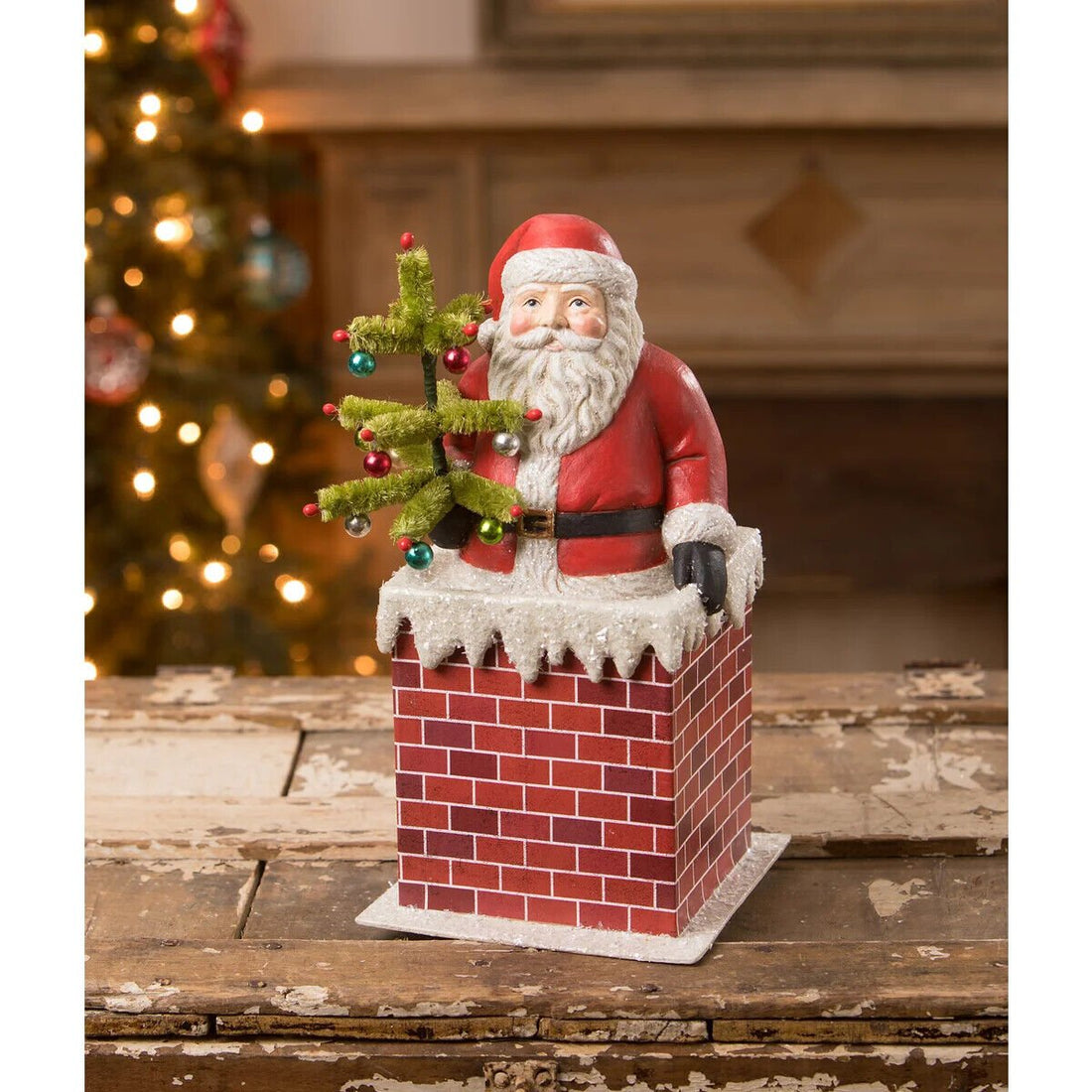 Bethany Lowe Christmas Vintage Santa in Chimney TJ1319 - The Primitive Pineapple Collection