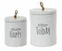 Farmhouse/Shabby Chic Decorative Canister 2pc 5.75"H, 7.25"H Stoneware - The Primitive Pineapple Collection