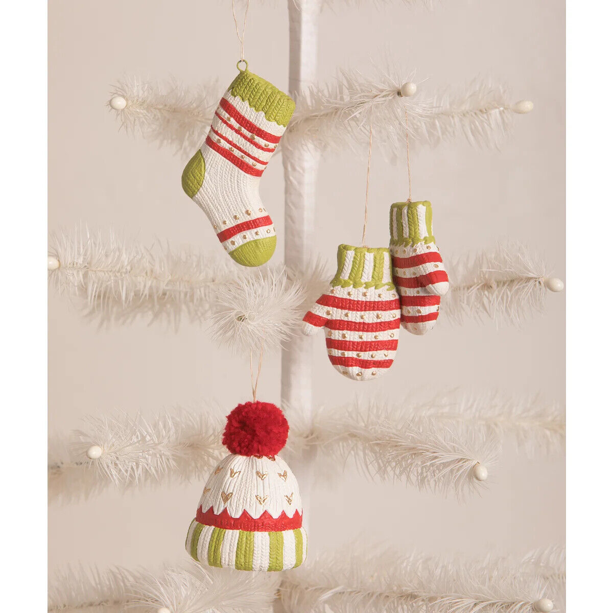 Bethany Lowe Christmas Winter Fuzzies Ornament 6 pc set TF0123