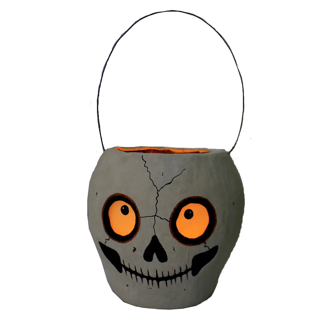Bethany Lowe Halloween Skull Bucket Paper Mache TJ8658 - The Primitive Pineapple Collection