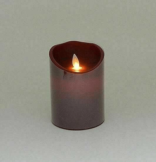 3&quot;x 4&quot; Flickering Flameless LED Candle Light w Timer Burgundy Christmas/Holiday - The Primitive Pineapple Collection