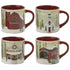 Primitive Farmhouse 4 pc Christmas Ceramic Colonial Mug Set - The Primitive Pineapple Collection