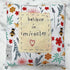 Primitive Handmade Believe in Miracles Accent Pillow Floral Fabric 7" X 7" - The Primitive Pineapple Collection