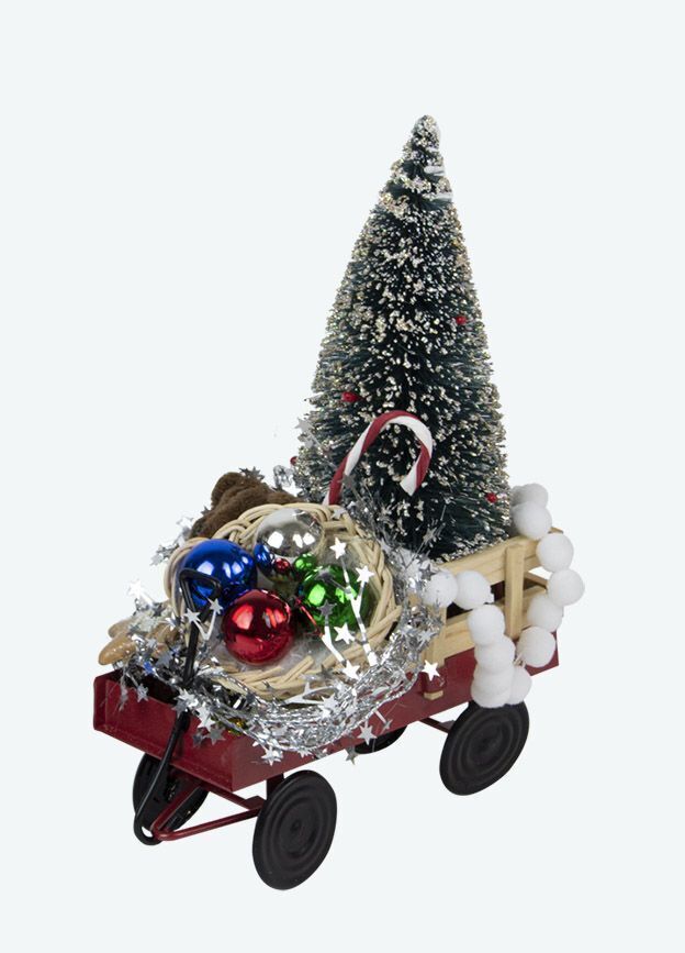 Colonial Byers’ Choice Christmas Wagon Bottle Brush Tree 6762 Authorized Dealer - The Primitive Pineapple Collection