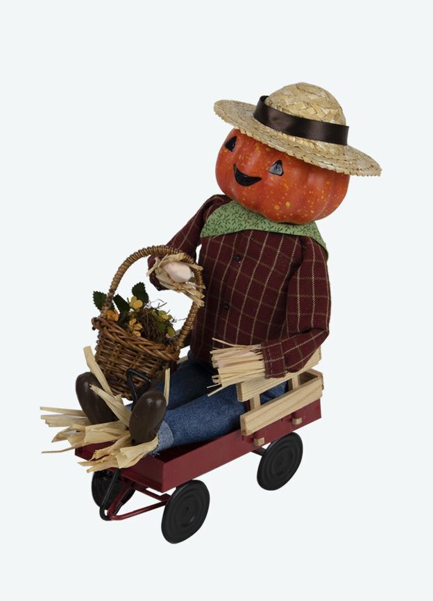 Colonial Byers Choice Halloween Scarecrow in Wagon 7217 Authorized Dealer - The Primitive Pineapple Collection