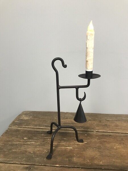 Primitive Early American Colonial Black Metal Lexington Candle Holder Snuffer - The Primitive Pineapple Collection