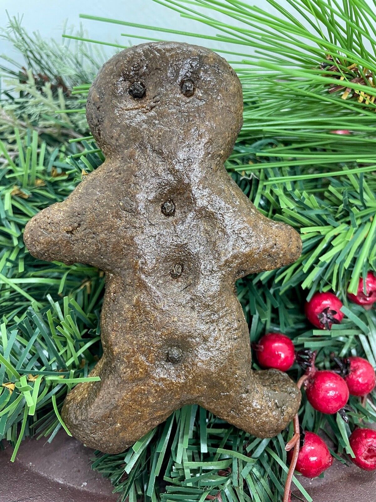 Primitive Christmas 6” Handmade Chunky Gingerbread Man Bowl Filler - The Primitive Pineapple Collection