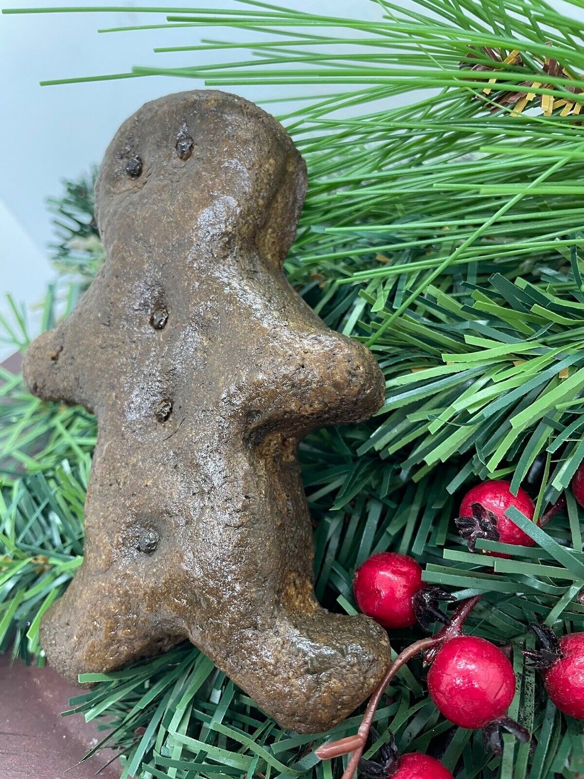 Primitive Christmas 6” Handmade Chunky Gingerbread Man Bowl Filler - The Primitive Pineapple Collection