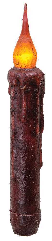 Primitive/Country GrubbyTwisted Flame Timer Taper Burgundy 6&quot; - The Primitive Pineapple Collection