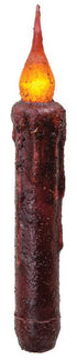 Primitive/Country GrubbyTwisted Flame Timer Taper Burgundy 6" - The Primitive Pineapple Collection