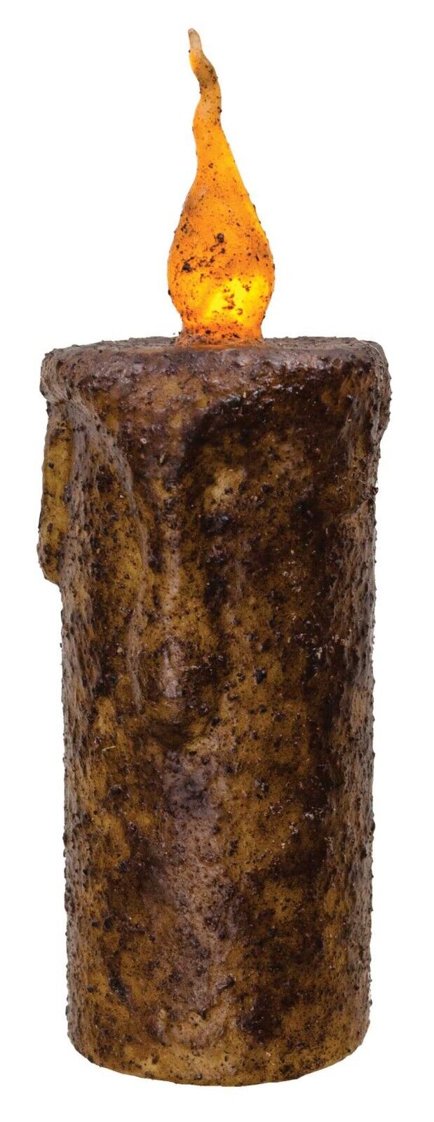 Primitive/country twisted flame burnt mustard timer pillar candle 6.5&quot; - The Primitive Pineapple Collection